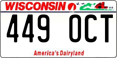 WI license plate 449OCT