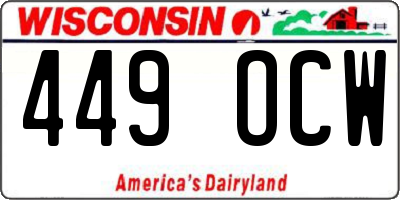 WI license plate 449OCW
