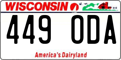WI license plate 449ODA