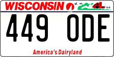 WI license plate 449ODE