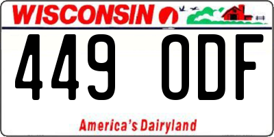 WI license plate 449ODF