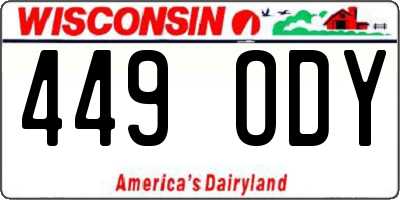 WI license plate 449ODY