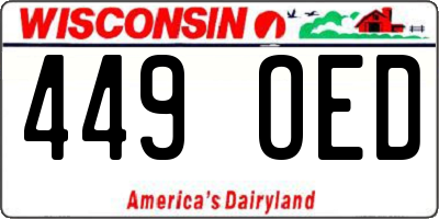 WI license plate 449OED