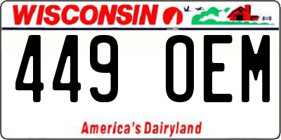 WI license plate 449OEM