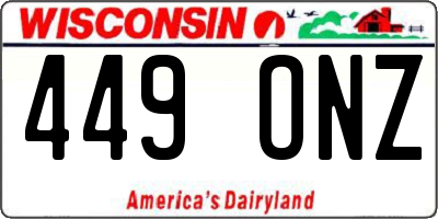 WI license plate 449ONZ