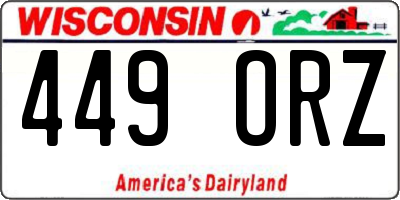 WI license plate 449ORZ