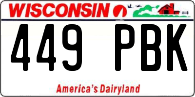 WI license plate 449PBK