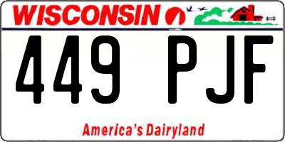 WI license plate 449PJF