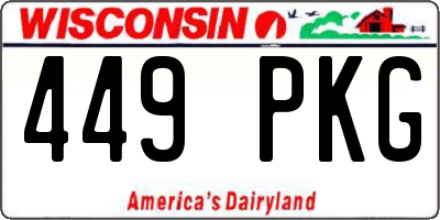 WI license plate 449PKG