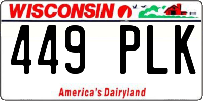 WI license plate 449PLK