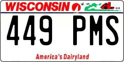 WI license plate 449PMS