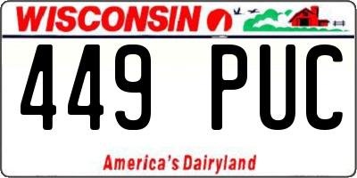 WI license plate 449PUC
