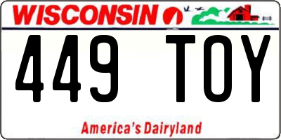 WI license plate 449TOY