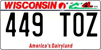 WI license plate 449TOZ