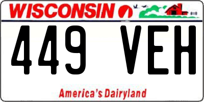 WI license plate 449VEH