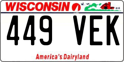 WI license plate 449VEK