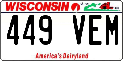 WI license plate 449VEM