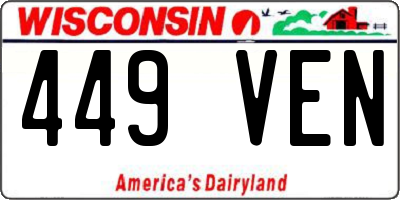 WI license plate 449VEN