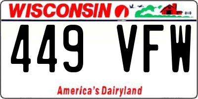 WI license plate 449VFW
