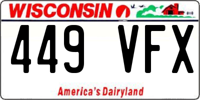 WI license plate 449VFX