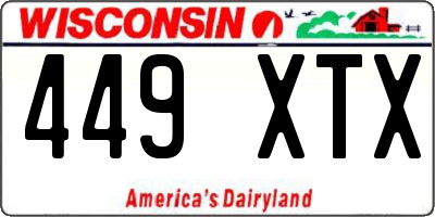 WI license plate 449XTX