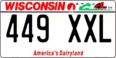 WI license plate 449XXL