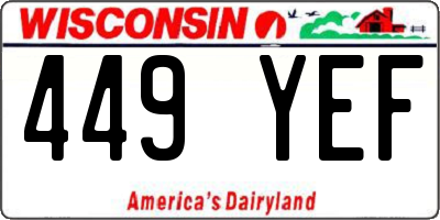 WI license plate 449YEF