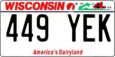 WI license plate 449YEK