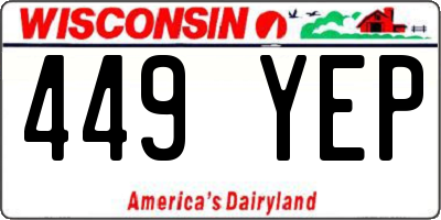 WI license plate 449YEP