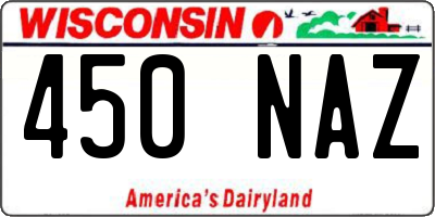 WI license plate 450NAZ