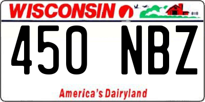 WI license plate 450NBZ