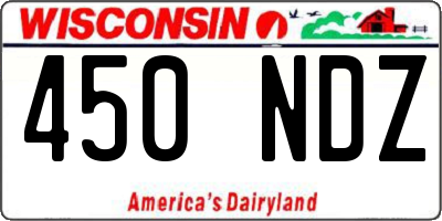 WI license plate 450NDZ