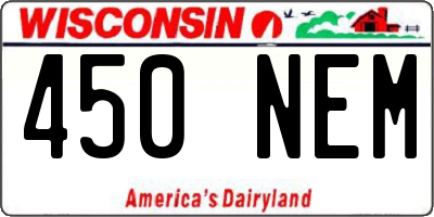 WI license plate 450NEM