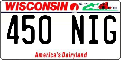 WI license plate 450NIG