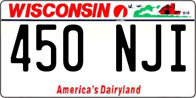 WI license plate 450NJI