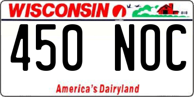 WI license plate 450NOC