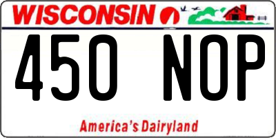 WI license plate 450NOP
