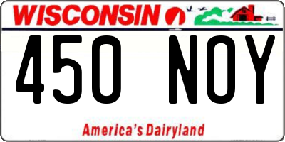 WI license plate 450NOY