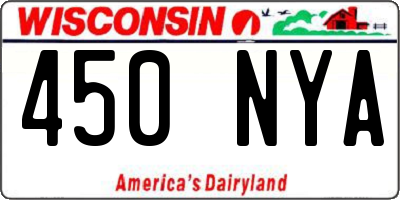 WI license plate 450NYA