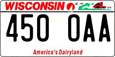 WI license plate 450OAA