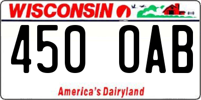 WI license plate 450OAB