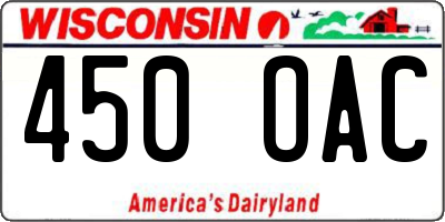 WI license plate 450OAC