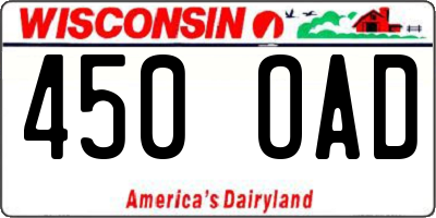 WI license plate 450OAD