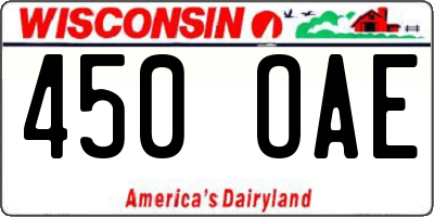 WI license plate 450OAE