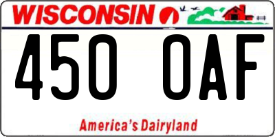 WI license plate 450OAF