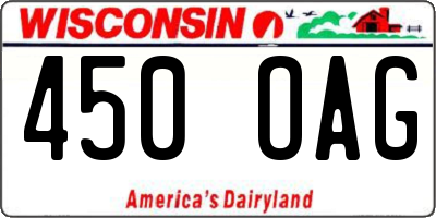 WI license plate 450OAG