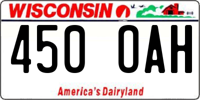 WI license plate 450OAH