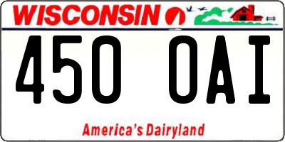 WI license plate 450OAI