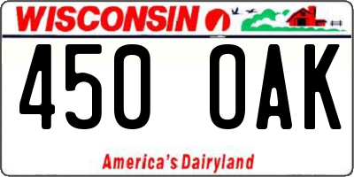 WI license plate 450OAK