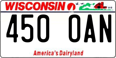 WI license plate 450OAN